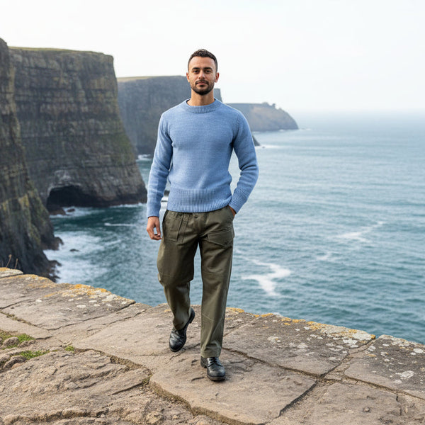 The Ranger Crew Neck Jumper Sky Blue | 100% British Wool | North