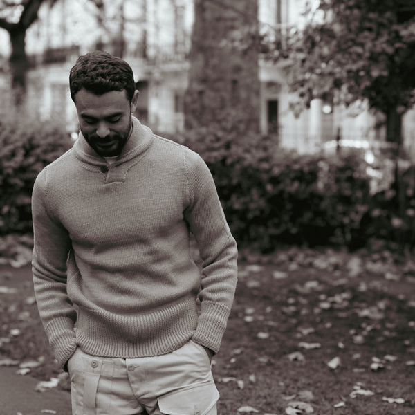 The Mariner Shawl Collar Jumper Ecru | 100% British Wool | North