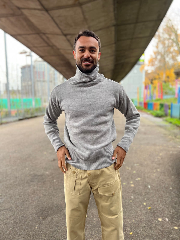The Submariner Roll Neck Mid Grey | 100% British Wool | North Sea