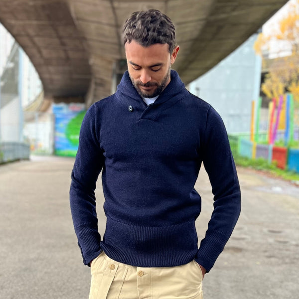 THE EXPEDITION SHAWL - NAVY BLUE - North Sea Clothing