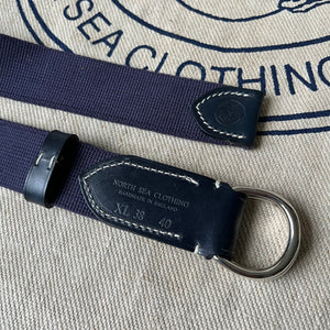 SAMPLE SALE - RING BELT - WEBBING AND LEATHER - NAVY / NAVY