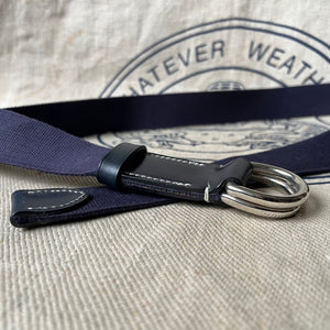SAMPLE SALE - RING BELT - WEBBING AND LEATHER - NAVY / NAVY